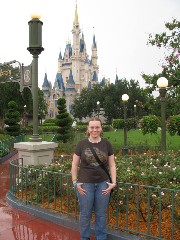 Nancy in front of Cinderella's Castle.